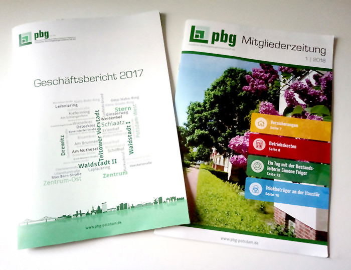 Mitgliederzeitung 2018 der pbg Wohnungsbaugesellschaft für Quintact | für bewegende Kommunikation, Potsdam